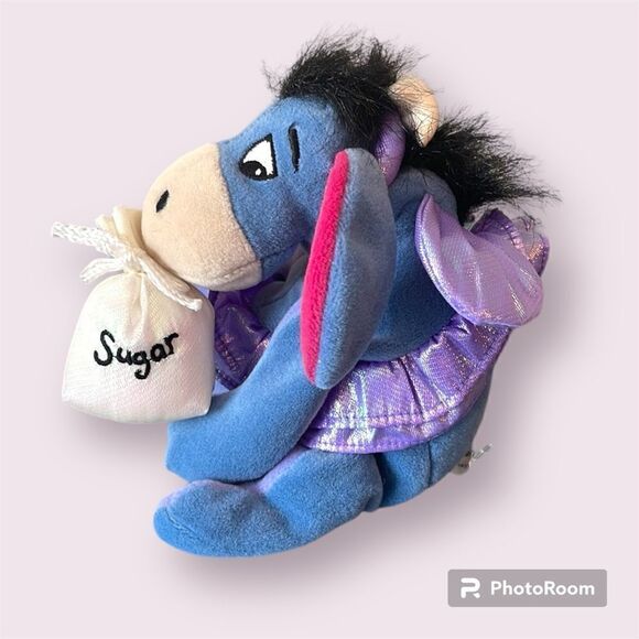 DISNEY Vintage 90s Sugar Plum Fairy Eeyore 7" Bean Bag Plush *NEW* - Picture 1 of 6
